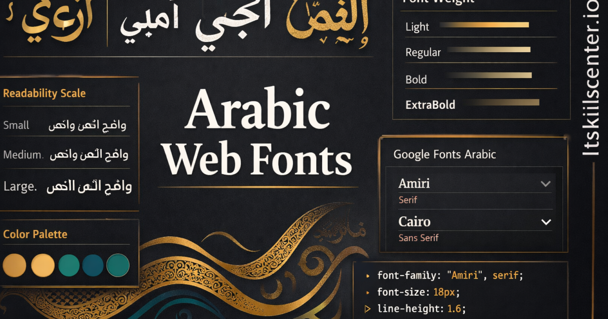 اختيار وتنسيق الخطوط العربية في تصميم المواقع: Google Fonts العربية ومقياس القراءة وكود CSS