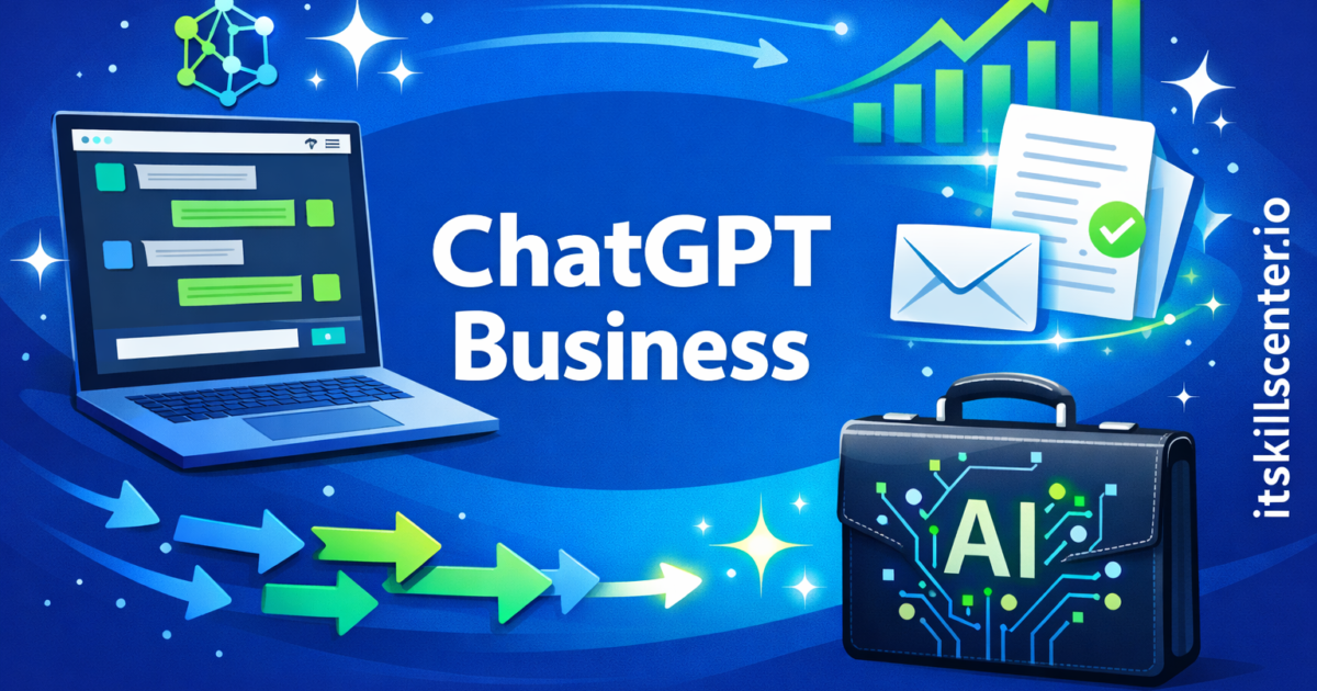 صورة توضيحية لاستخدام ChatGPT والذكاء الاصطناعي التوليدي في الأعمال مع واجهة دردشة ورسوم بيانية للإنتاجية