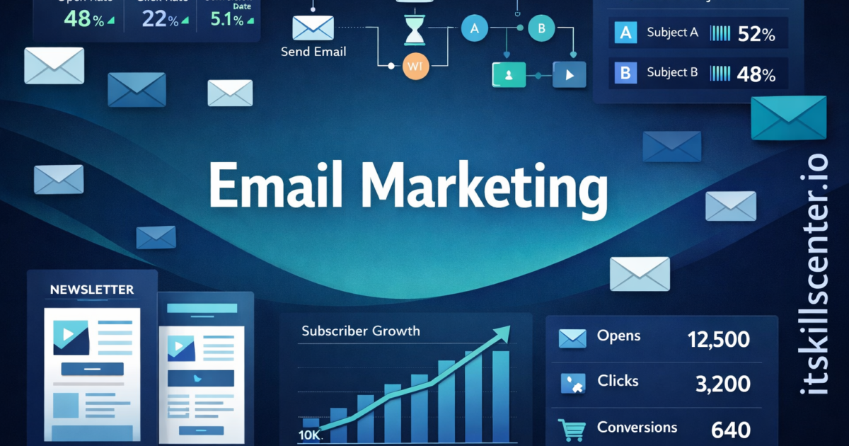التسويق عبر البريد الإلكتروني: حملات إيميل مؤتمتة ونشرات إخبارية وتحليل معدلات الفتح والنقر