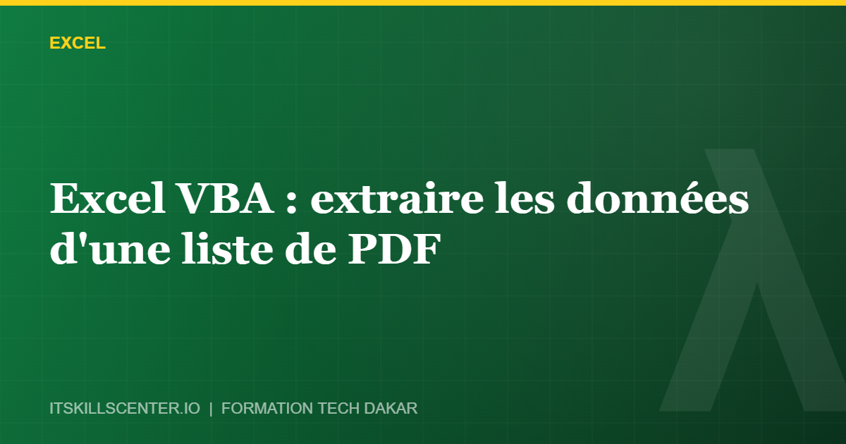 Miniature - Excel VBA : extraire les données d'une liste de PDF