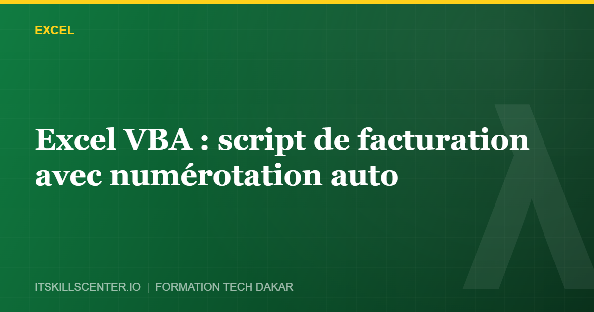 Miniature - Excel VBA : script de facturation avec numérotation auto