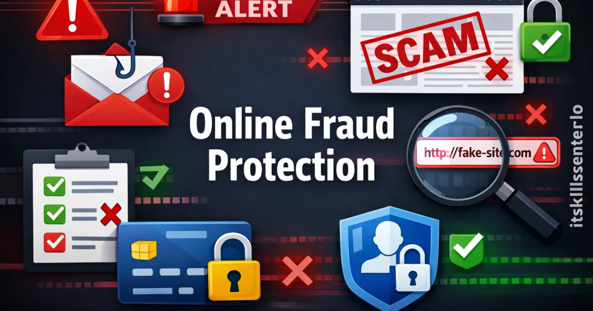 التعرف على الاحتيال الإلكتروني وتجنبه: التصيد الاحتيالي والمواقع المزيفة وحماية البطاقات البنكية