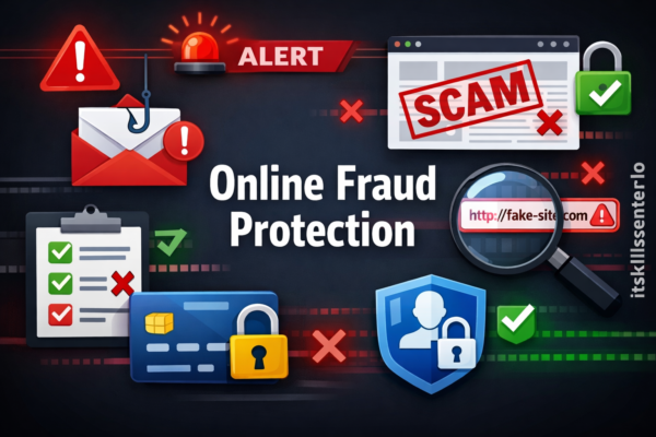 التعرف على الاحتيال الإلكتروني وتجنبه: التصيد الاحتيالي والمواقع المزيفة وحماية البطاقات البنكية