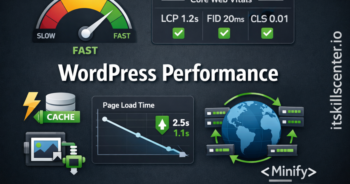 تحسين أداء مواقع ووردبريس: سرعة التحميل ومؤشرات Core Web Vitals والتخزين المؤقت وضغط الصور