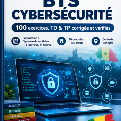 Manuel de révision BTS Cybersécurité Sénégal – 100 exercices, TD & TP corrigés